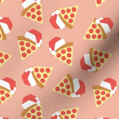 Holiday Pizza - Santa hat pizza slice - Christmas - pink - LAD23