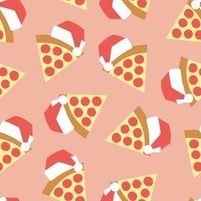 Holiday Pizza - Santa hat pizza slice - Christmas - pink - LAD23