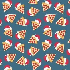 (small scale) Holiday Pizza - Santa hat pizza slice - Christmas - dark blue - LAD23