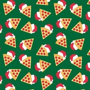 (small scale) Holiday Pizza - Santa hat pizza slice - Christmas - Green - LAD23