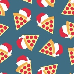 Holiday Pizza - Santa hat pizza slice - Christmas - dark blue - LAD23