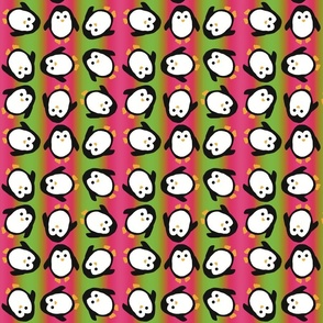 playful penguins - pink and green