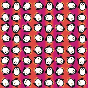 Playful penguins - red and pink