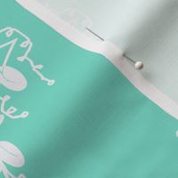 Turquoise and White Damask