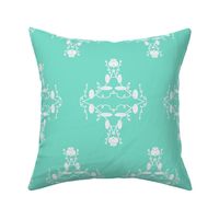 Turquoise and White Damask