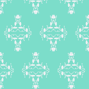 Turquoise and White Damask