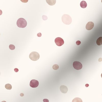 Mauve Pink Cream Brown Watercolour Dots