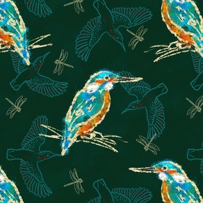Kingfisher forest green Large 