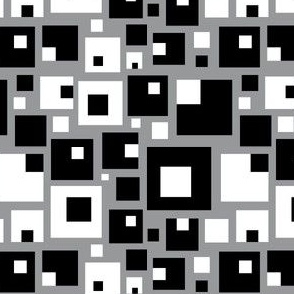 Vintage squares seamless repeat - coordinate black and white on grey
