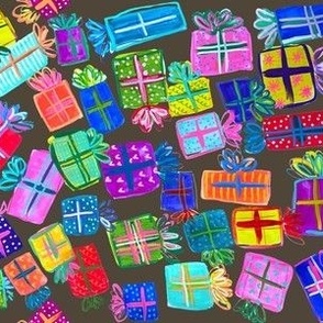 Colorful Present Piles // Charcoal