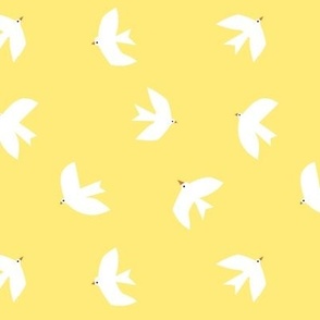 White birds on yellow  #FEEB79