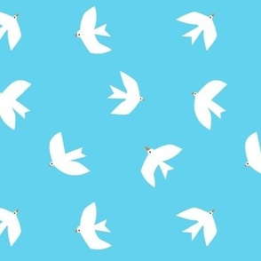 White birds on sky blue #80cfeb