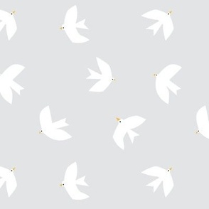 White birds on grey #e1e4e5