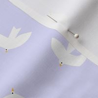 White birds on light purple #dfdffc