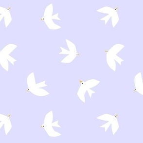 White birds on light purple #dfdffc