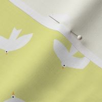 White birds on lemon yellow #eeeea3