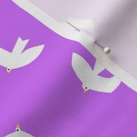 White birds on neon purple #c075f0