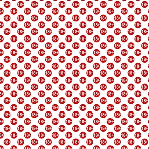 3/4 inch 18th Birthday  Red and White Polkadots