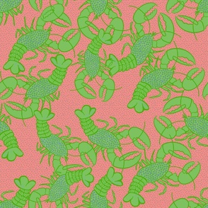 Rock Lobster in lime green and coral