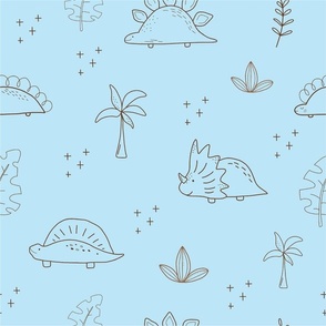 Cute Dinosaurs on blue background