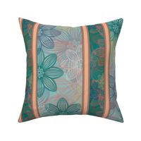 Coastal Chic Linear Flowers  - Stripes - Sea Green and Opal Green