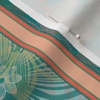 Coastal Chic Linear Flowers  - Stripes - Sea Green and Opal Green