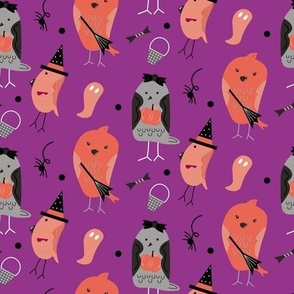 Halloween bird design on purple background