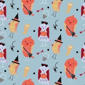 Halloween bird design on blue background