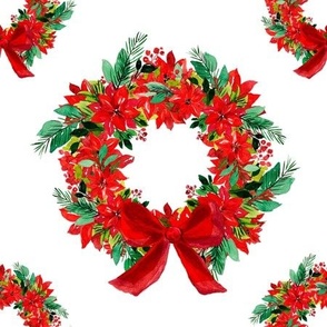 Crimson Winter Poinsettia Wreath, Christmas Wreath