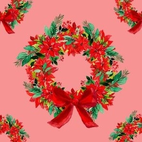 Rosy Poinsettia Grace, Poinsettia Wreath, Christmas Wreath 
