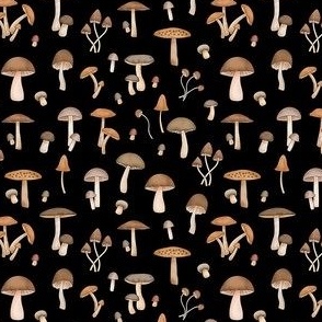 Brown Mushrooms Black Directional Small 4"