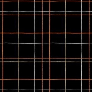 Handdrawn Plaid Lines in Halloween colors on Black