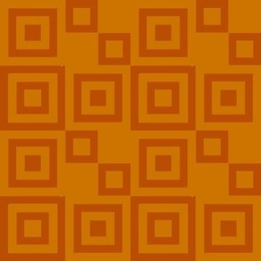 CCFN5 - Adventurous Hollow Nesting Checks in Two Tone Orange  - 4 inch fabric repeat - 3 inch wallpaper repeat