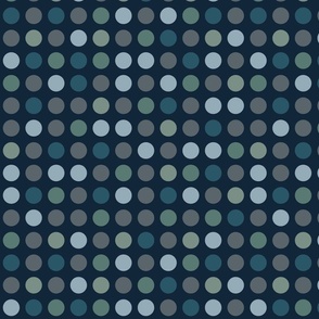 Polka dots // normal scale 0001 A // multicolored dots scattered regular polka dots blue gray green navy blue 