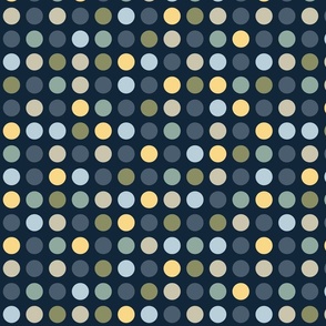 Polka dots // normal scale 0001 B // multicolored dots scattered regular polka dots blue yellow green navy blue 