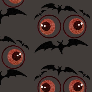 "Bewitching Nocturne: Bats and Eyes Amidst a Brown Mood for Halloween"