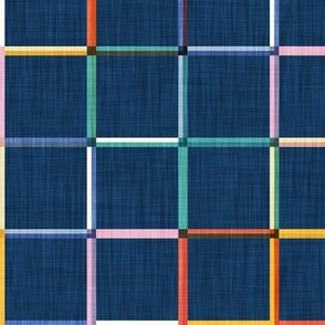 Playful Grid - Brights on Swallow Blue