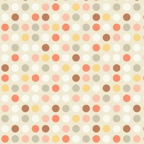 Polka dots // normal scale 0001 D // multicolored dots scattered regular polka dots brown beige gray yellow orange white