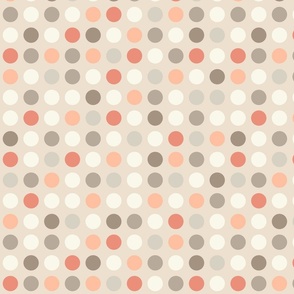 Polka dots // normal scale 0001 E // multicolored dots scattered regular polka dots brown beige gray peach colour orange white