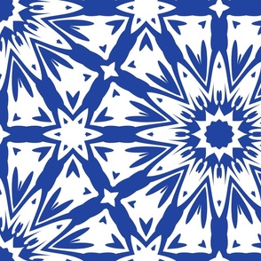 Blue and White Floral Starburst