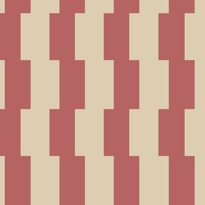Jumbo // Offset Vertical Stripes Block Print in beige, cream, and dusty red