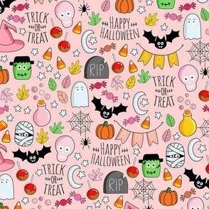 Pink Halloween party bats, skull, candy, pumpkin 10 inch