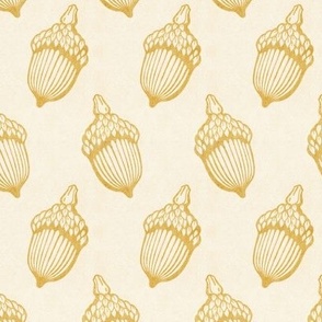 Acorns gold engraving // normal scale 0018 C // old vintage acorn woodcut hand drawn yellow beige