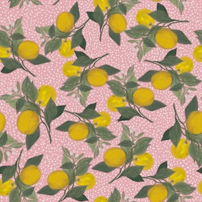 Positano Lemons pink and dots