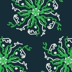 Green Mandala happy and fun art fabric design pattern