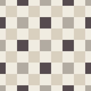 checks - bone beige_ cloudy silver_ creamy white_ purple brown - checkerboard squares
