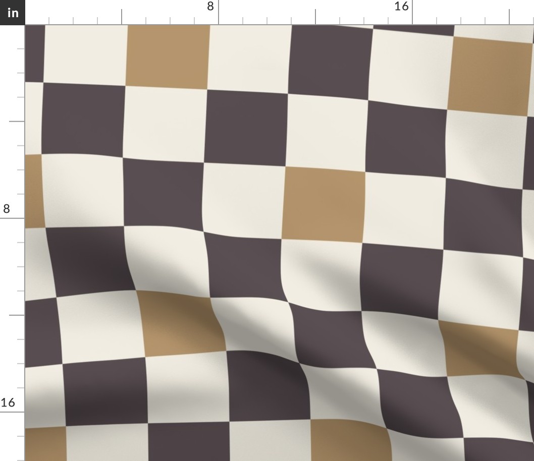 checks - creamy white_ lion gold_ purple brown - checkerboard squares