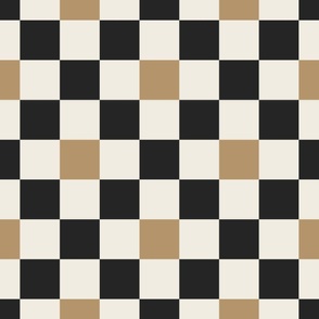 checks - creamy white_ lion gold_ raisin black - checkerboard squares