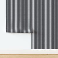 Hand Drawn Rustic Textured Stripes in Dark Charcoal Grey and White