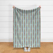 Floral stripe fabric,  blue background